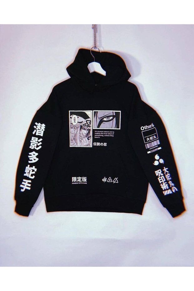 Orochimaru Naruto Anime Manga Printed 3 Yarn Quality Hooded Anime Sweatshirt