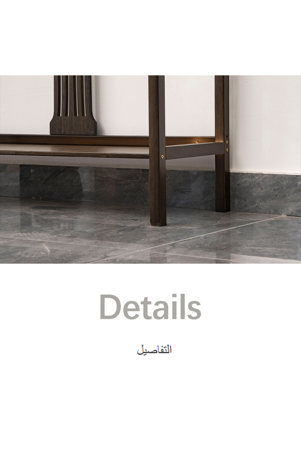 Entryway Table,Walnut Color Console Table,Bamboo Narrow Entrance Table,Behind Sofa Table - 6