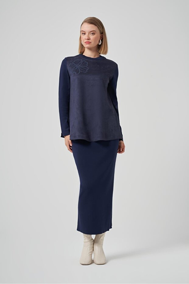 3004 Suede Tunic Navy Blue