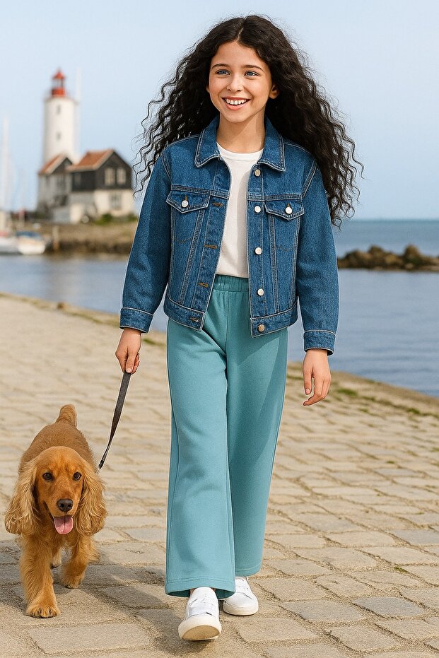 Wide Leg Blue Sweatpants Suitable for School and Daily Use