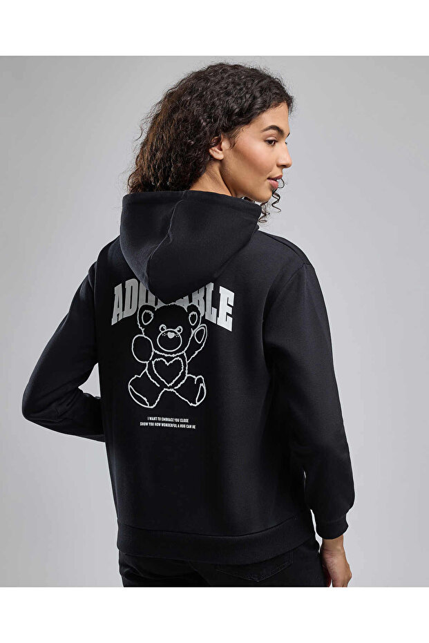 Printed Hoodie with Long Sleeves