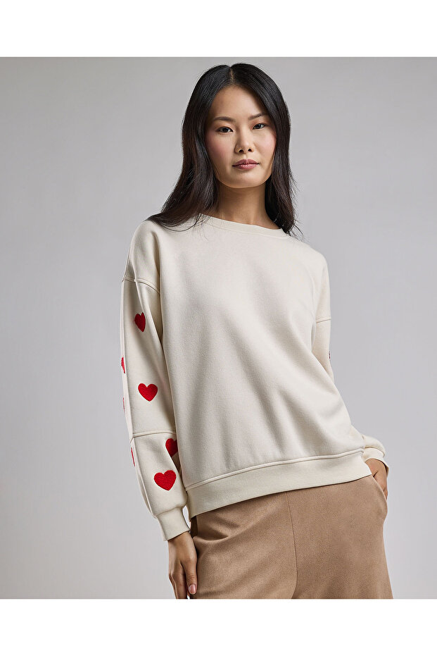 Embroidered Sweatshirt with Crew Neck and Long Sleeves