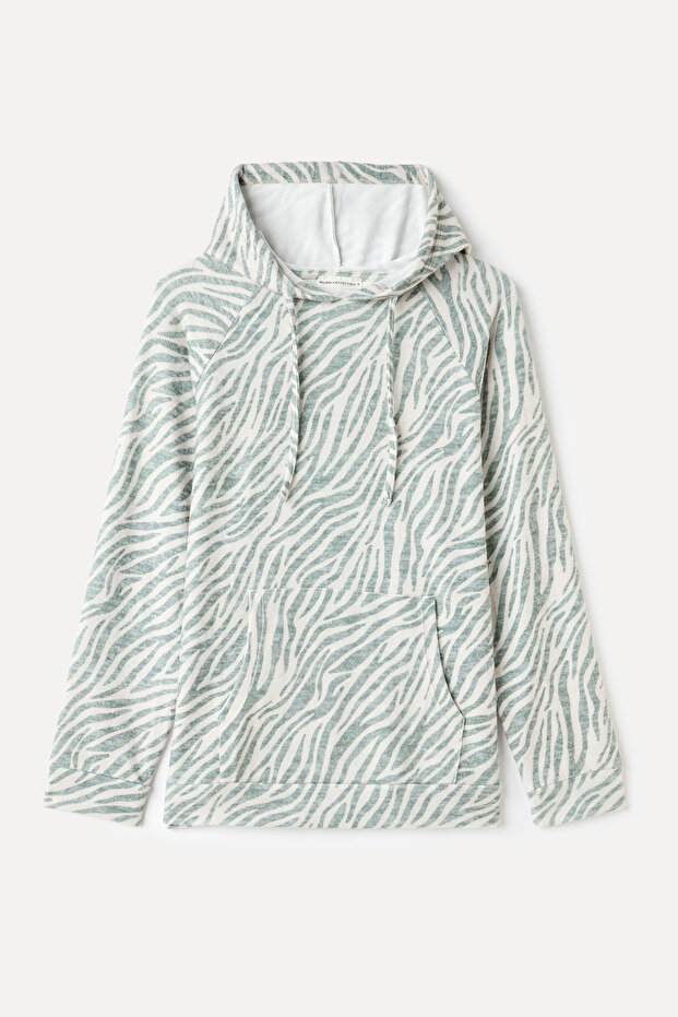 BASKILI KAPÜŞONLU SWEATSHIRT - 1