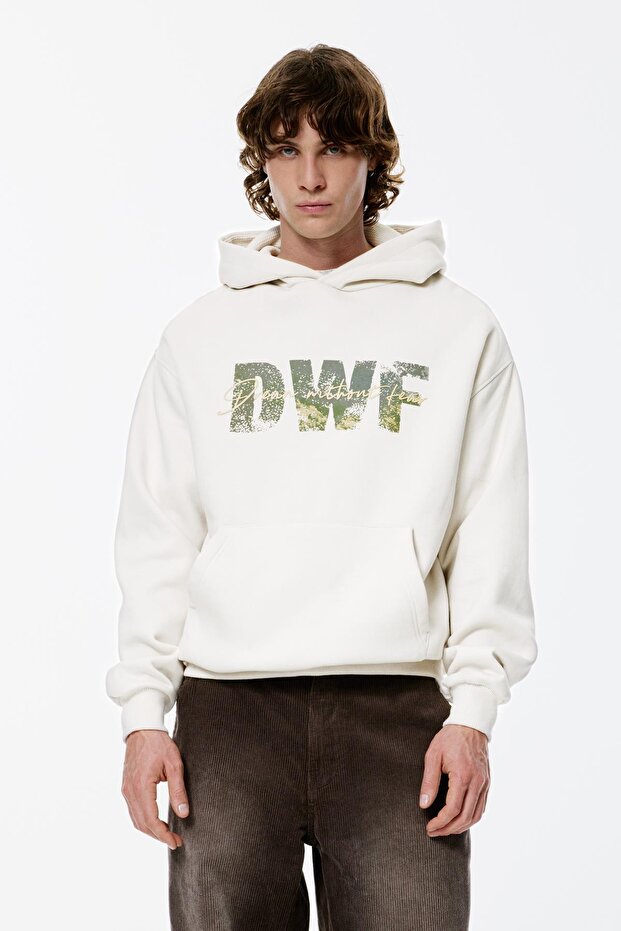 DWF grafik kapüşonlu sweatshirt - 2