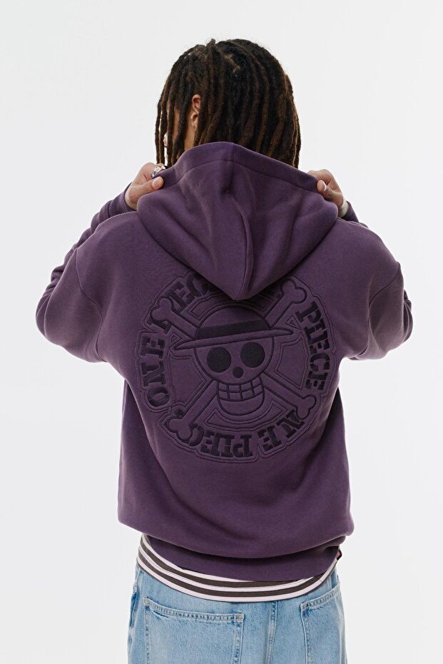 Fermuarlı kapüşonlu One Piece sweatshirt - 3