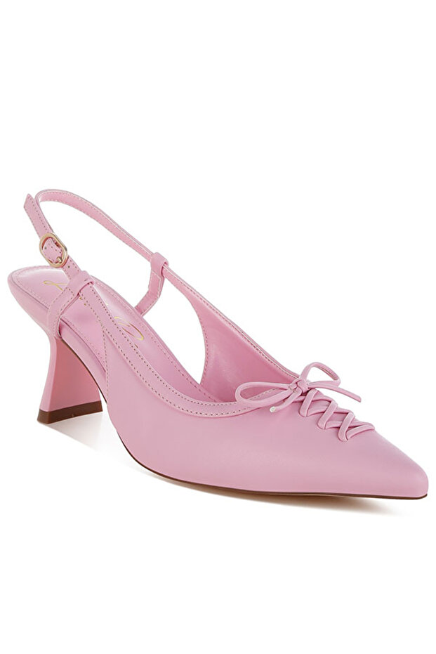 Women Kitten Heel Pointy Slingbacks in Pink