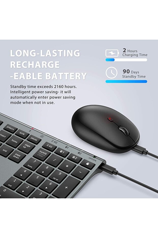 Bluetooth Keyboard and Mouse Set DK03, Rechargeable Dual-Mode Wireless Combo - 6