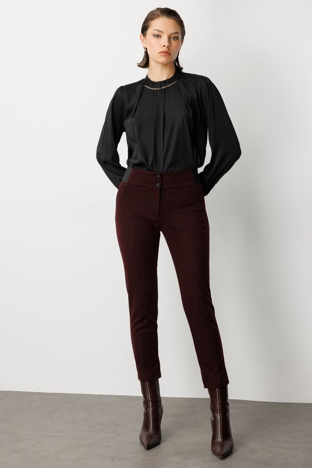 Çift Düğmeli Dar Paça Pantolon - 2