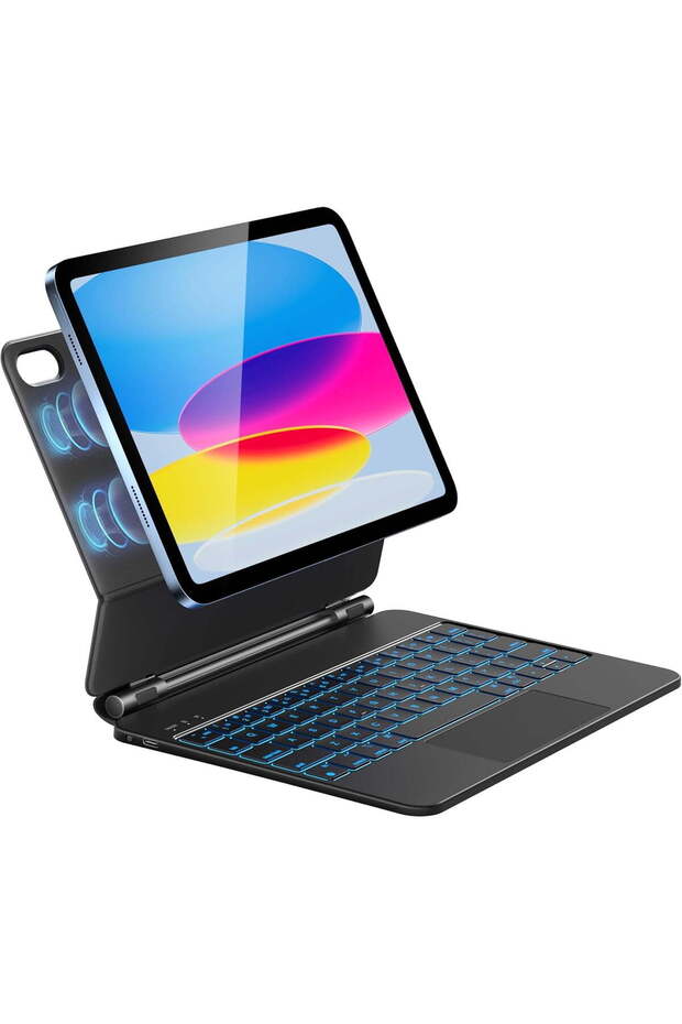 Keyboard Case for iPad 11 (A16) & 10.9 (10th Gen) - Magnetic Floating Stand, Backlit, Multi-Touch Tr