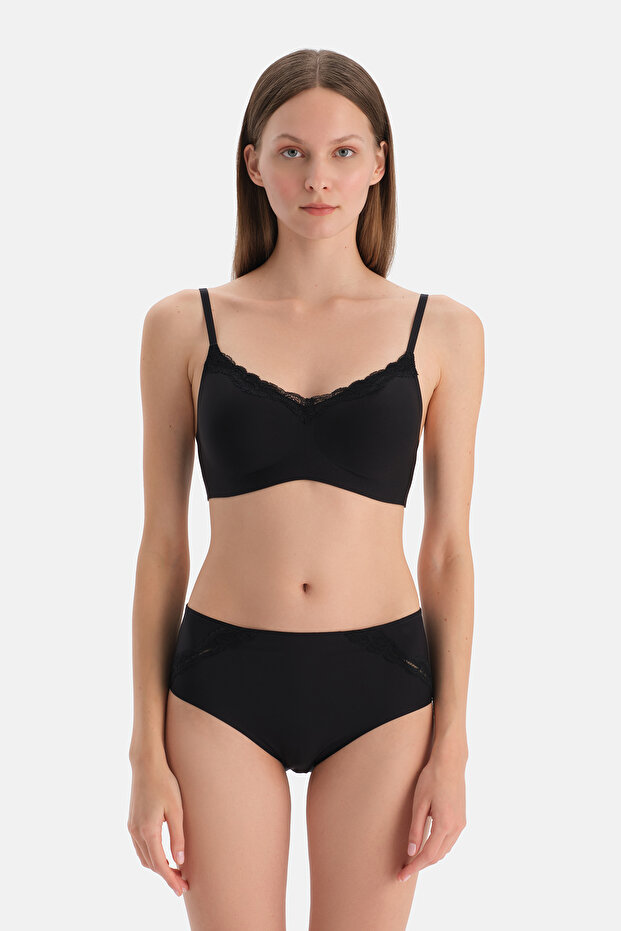 Black Laser Cut Brief Panties