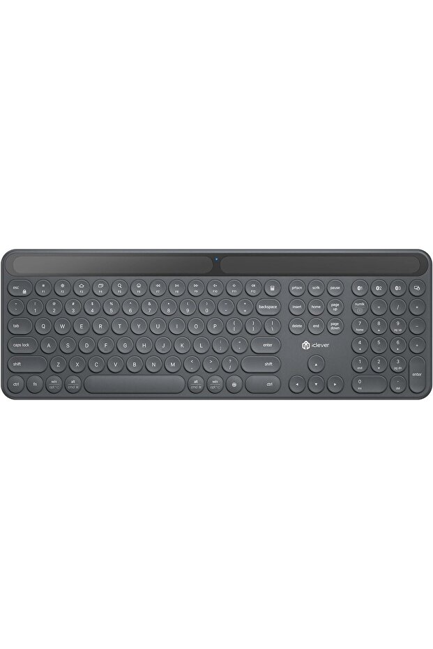 BK60 Solar Bluetooth Keyboard, Full-Size, 3-Device, Silent Scissor Keys, Numeric Keypad - 1