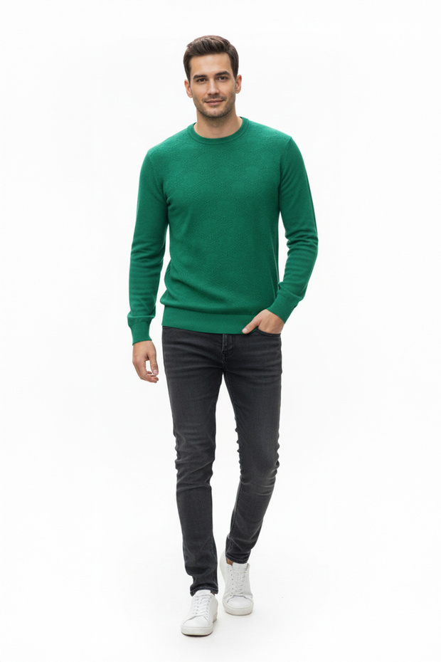 سترة رجالية بياقة دائرية ونقشة هندسية - 2