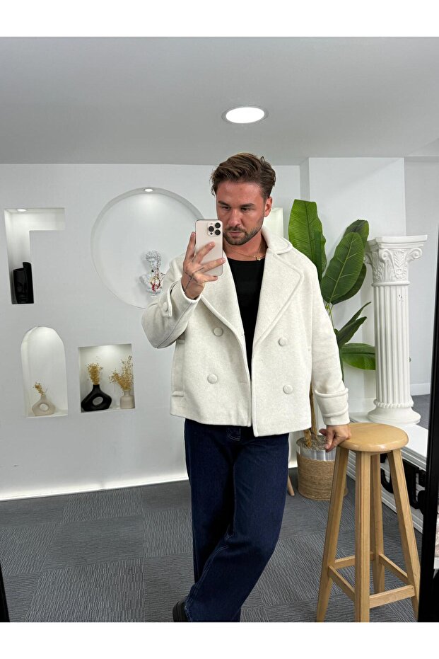 Kruvaze Crop Kaşe Ceket - 2