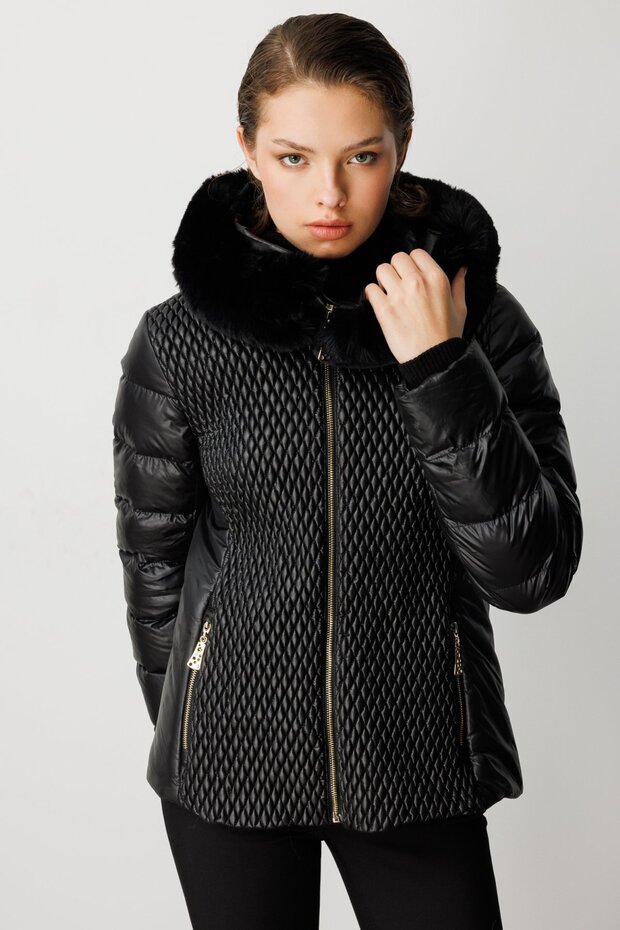 Kapüşonlu Şişme Mont - 1