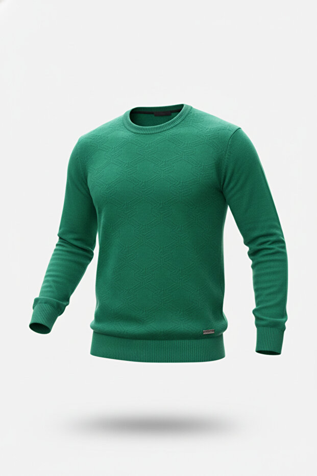 سترة رجالية بياقة دائرية ونقشة هندسية - 4