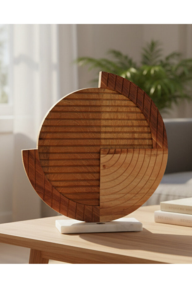 Brown Midmod Round Décor Accent - 1