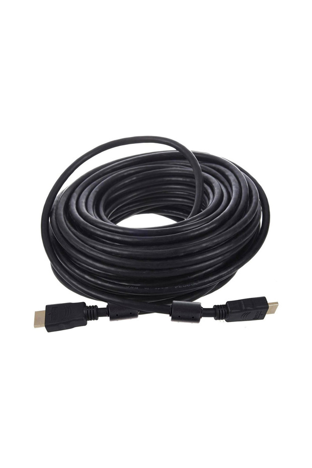 G-507FS كابل HDMI بلاستيك أسود مسطح بطول 20 مترًا مع حقيبة ذهبية