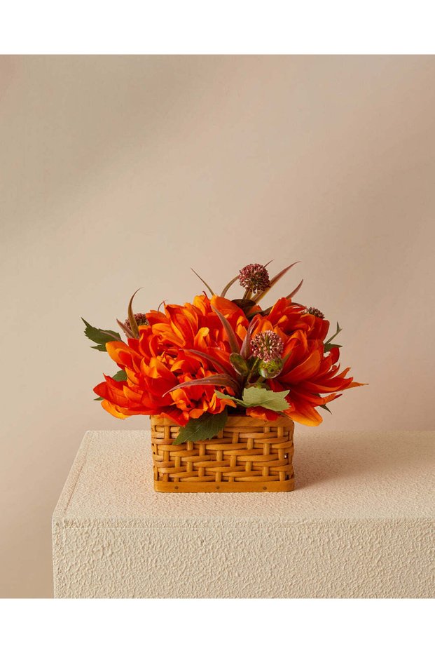 Orange Autumn Dahlia In Basket