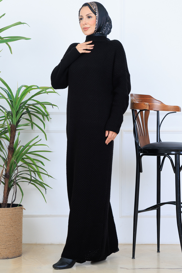 Braided Knitwear Dress N7074 Black