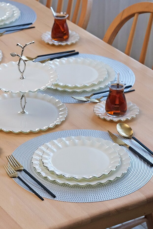 Solid Krem Wavy Platin 34 Parça Tea Time - 8