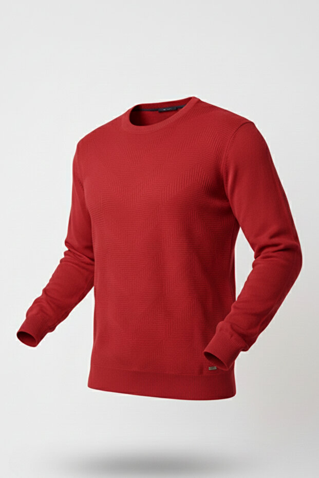 سترة رجالية بياقة دائرية ونقشة هندسية - 4