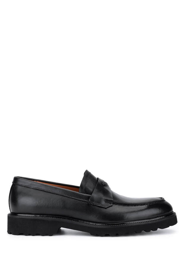 Men's Genuine Leather Black Loafer Shoes