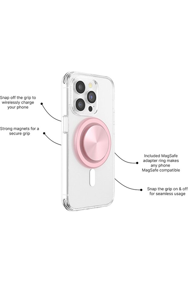 Grip with Expanding Kickstand - MagSafe Compatible, Adapter Ring Included - Pinky