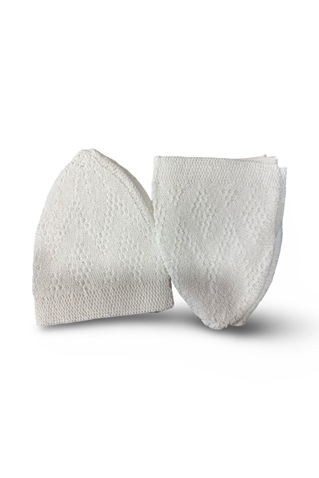 5 Pieces Children's White Prayer Caps, Hajj and Umrah Gift Caps, Luxury Pilgrim Material, Pilgrim Caps