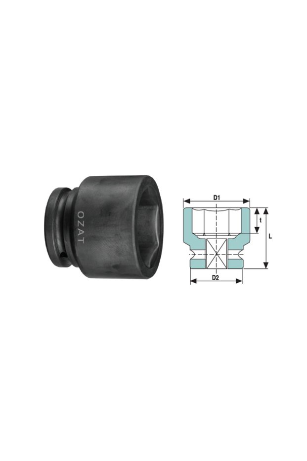 Impact socket head 1.1/2'' 6-sided, short, DIM 60