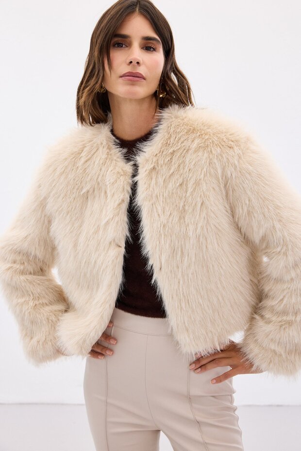 فرو بدون ياقة - بيج - 6