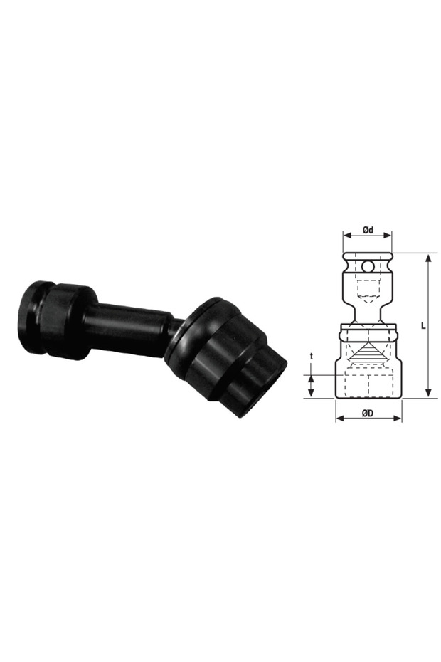 1/2'' 6-sided articulated impact socket head, long version 22