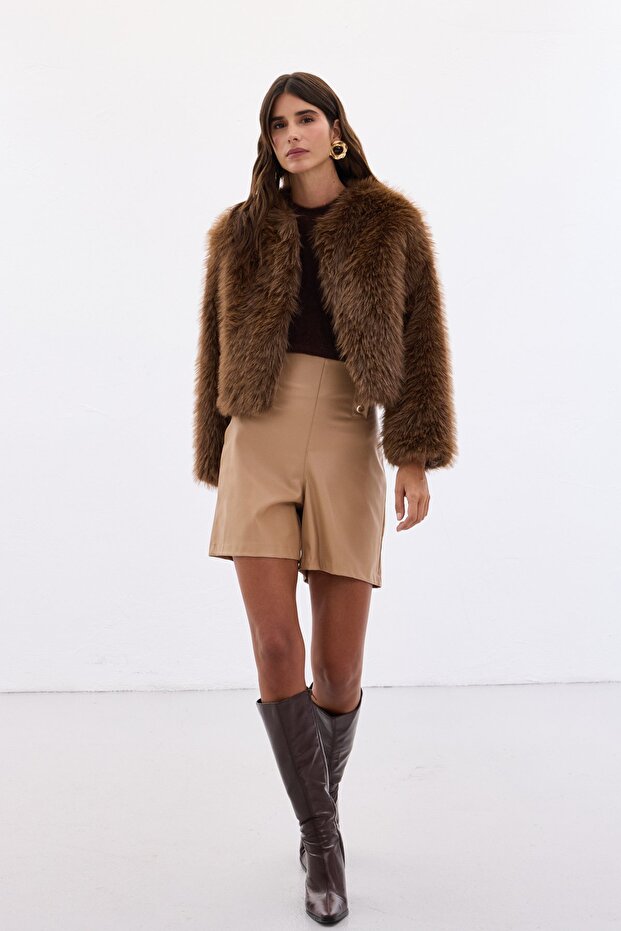 فرو بدون ياقة - بني - 3