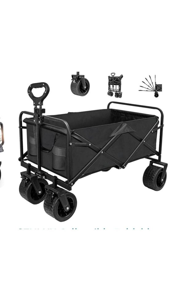 Berry 80Kg Foldable Heavy Duty Outdoor Trolley Utility Transport Cart - Black