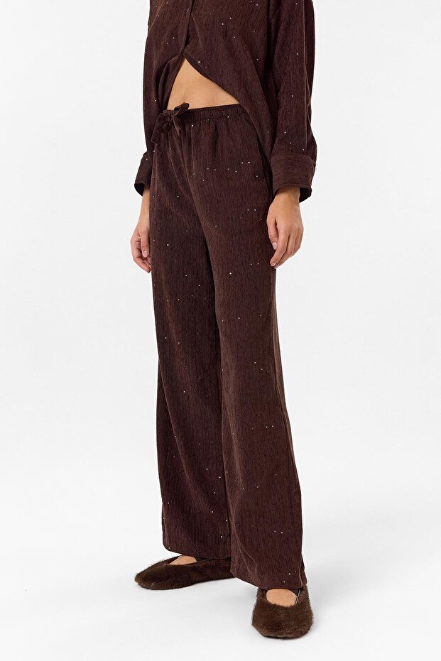 Çizgili Pullu Pantolon - 4