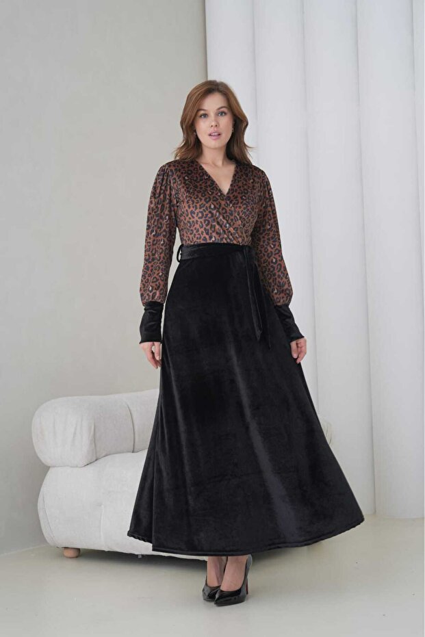 material elastic Rochie maxi din catifea - 7