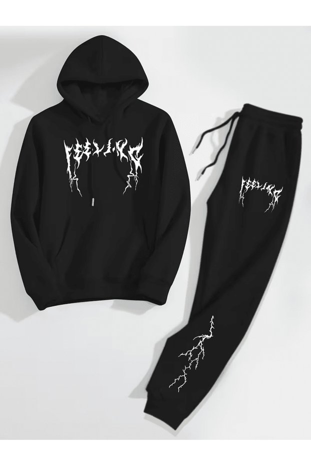 Gothic Style Two Piece Hoodie and Jogger Set