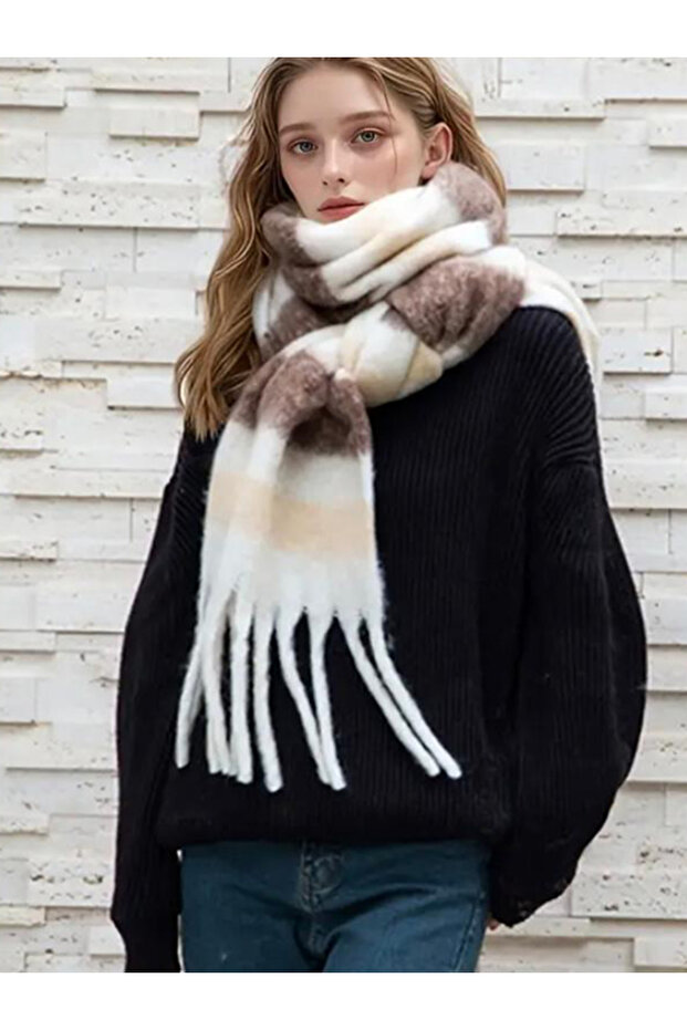 Krem Kadın Atkı - 2