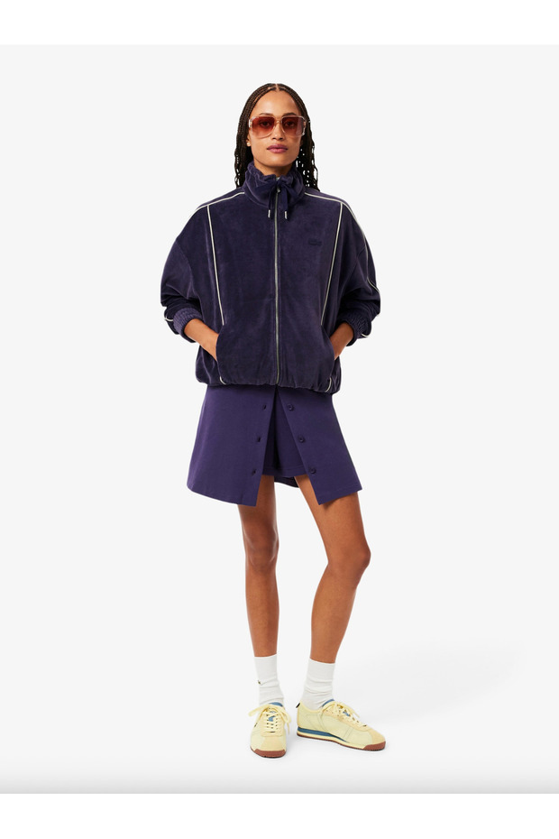 Oversized Zipped Velour Sweatshirt - 5