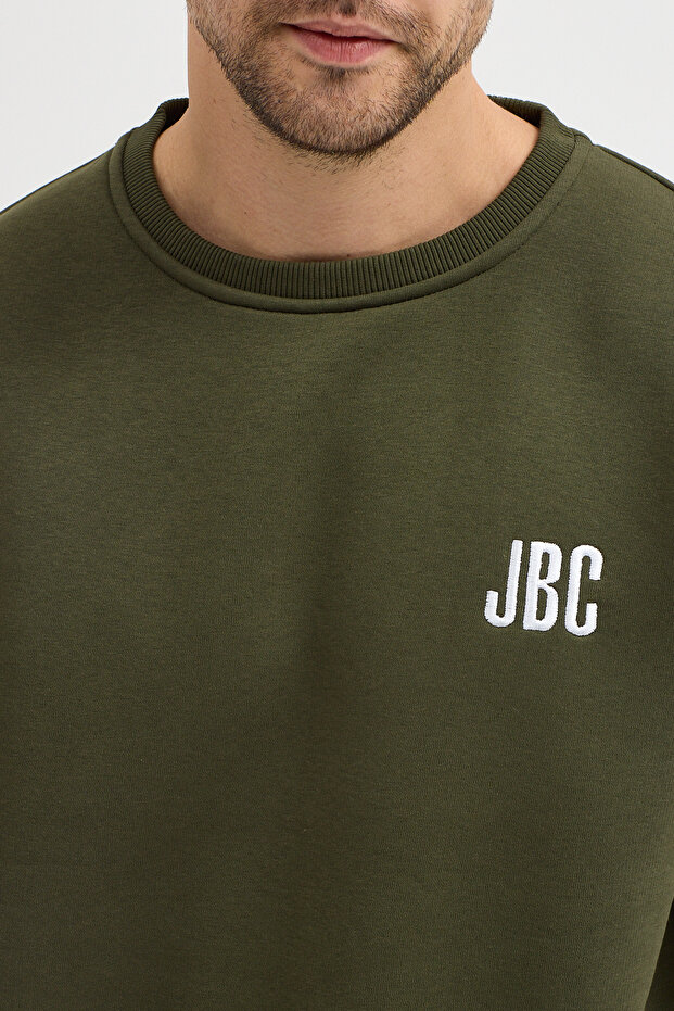 Crew Neck Embroidered Oversize Raster Basic Men's Sweatshirt - 7