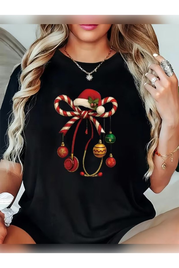 Unisex Oversized Yilbaşi10 Printed Crew Neck Short Sleeve Black T-Shirt