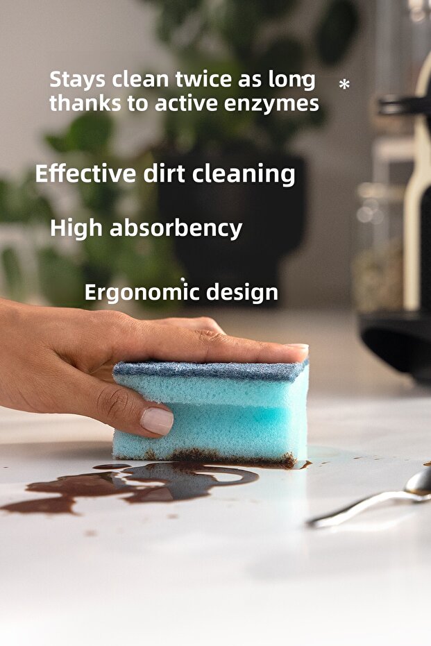 إسفنجة غسيل الأطباق المموجة برو كلين، 3 قطع - 4