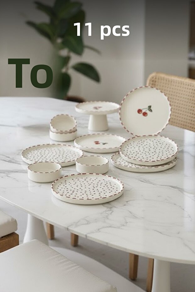 Cherry Stackable Breakfast Set - Cherry Breakfast Presentation Plate - 1