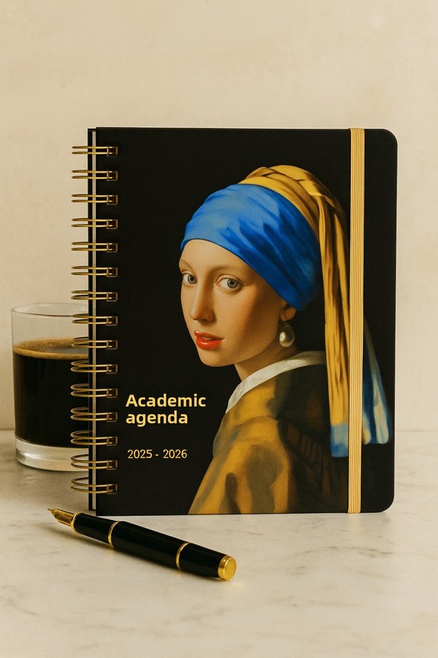 Academic Agenda September 2025 December 2026 A5 Spiral Hard Cover Elastic Motivational Agenda