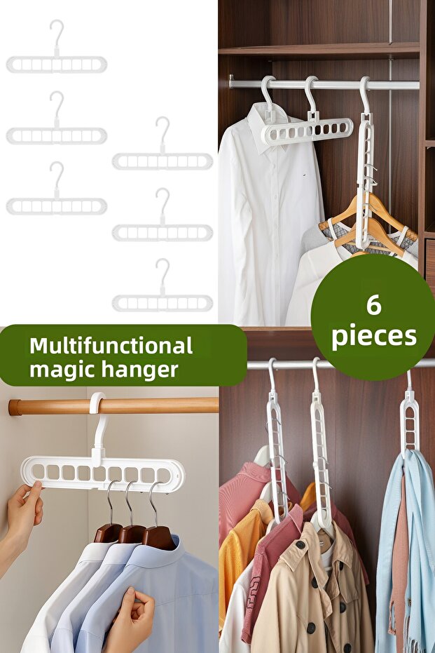 6 Pcs Multifunctional Closet Organizer Magic Hanger T-Shirt Shirt Clothes Hanger
