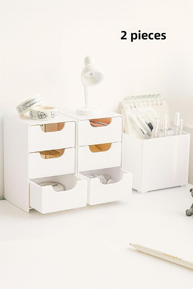 Tidy 2Pcs Mini Drawer Organizer 3-Drawer Multi-Purpose Organizer-Jewelry Hobby Accessory Organizer