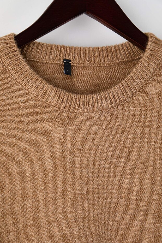 Bej Oversize/Geniş Kesim Bisiklet Yaka Kazak TMNAW26KZ00012 - 7