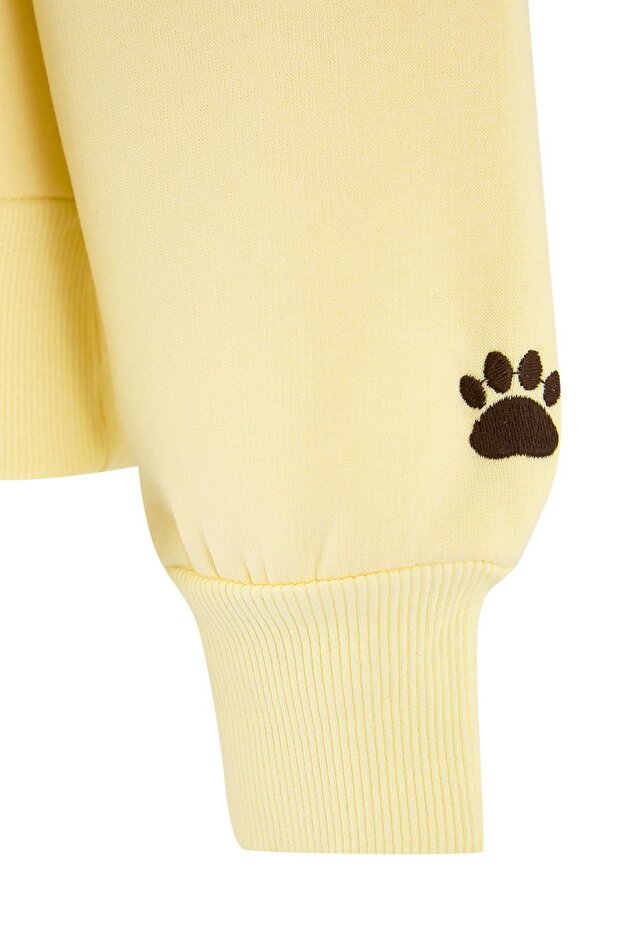 Açık Sarı Cat Mom Grafikli Nakışlı Regular/Normal Kalıp Kalın Örme Sweatshirt TWOAW26SW00200 - 7