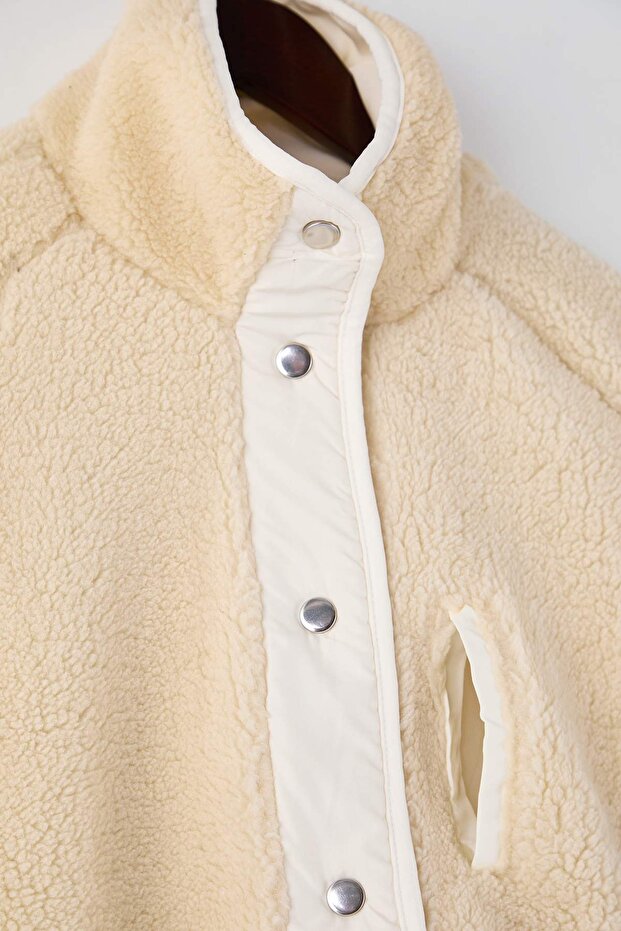 Ekru Peluş Örme Spor Ceket THMAW26SK00002 - 7