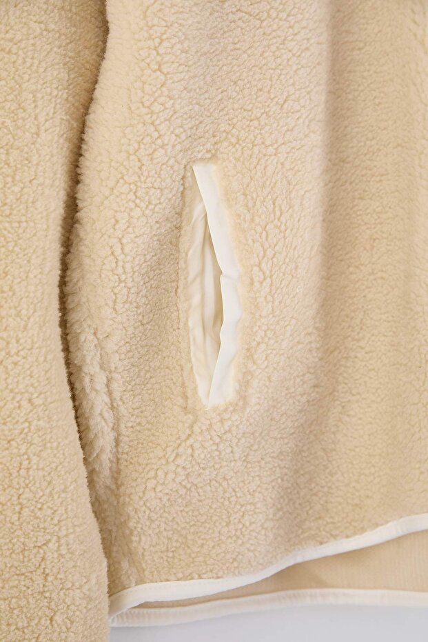 Ekru Peluş Örme Spor Ceket THMAW26SK00002 - 6