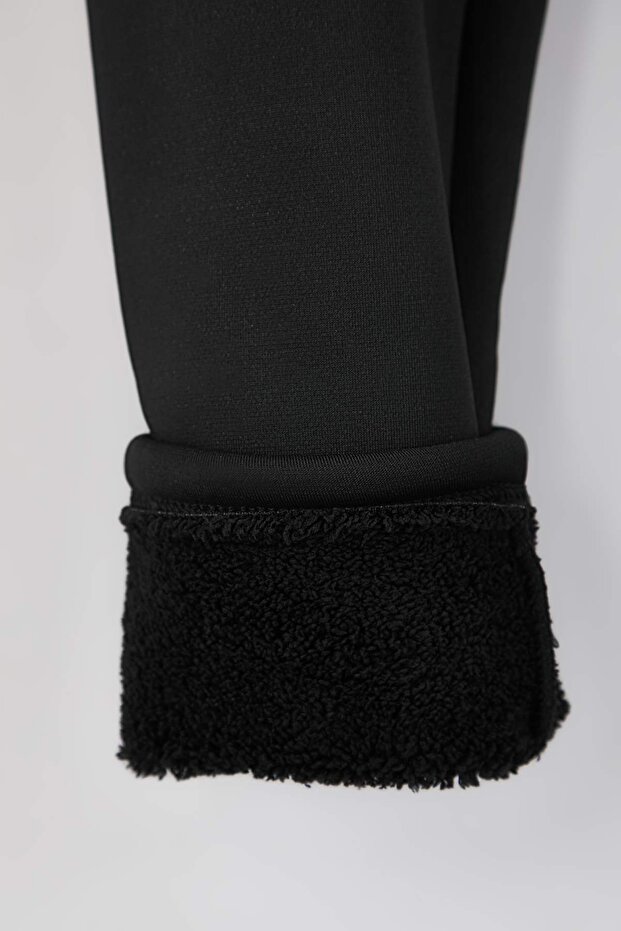 Winter Essential/Kayak Koleksiyonu Siyah İçi Polarlı/Peluşlu Sıcak Tutan Tam Boy Tayt TBBAW26BV00005 - 8